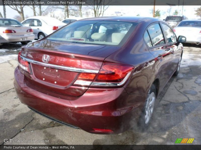 Crimson Red Pearl / Beige 2013 Honda Civic LX Sedan