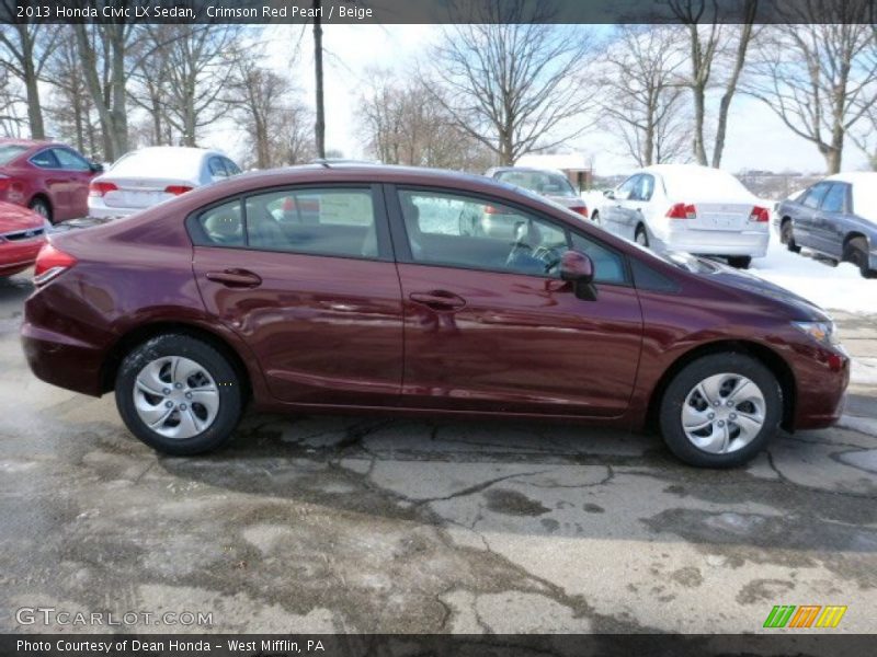 Crimson Red Pearl / Beige 2013 Honda Civic LX Sedan