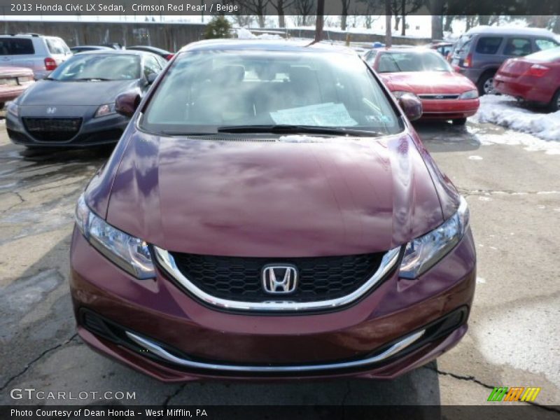 Crimson Red Pearl / Beige 2013 Honda Civic LX Sedan