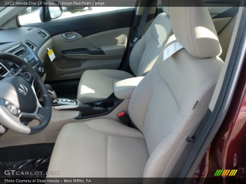 Crimson Red Pearl / Beige 2013 Honda Civic LX Sedan