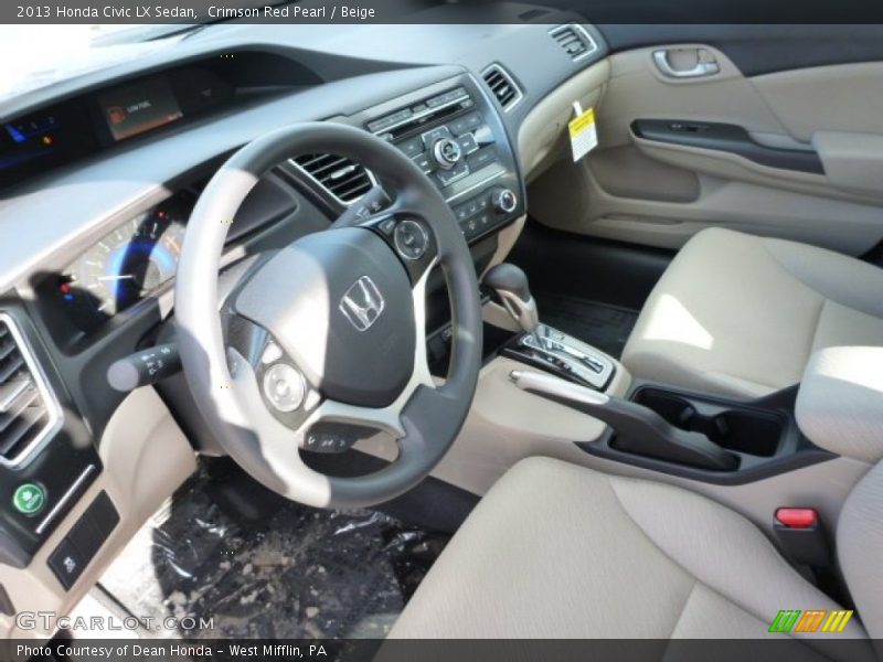 Crimson Red Pearl / Beige 2013 Honda Civic LX Sedan