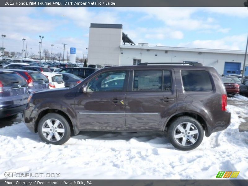 Dark Amber Metallic / Beige 2013 Honda Pilot Touring 4WD