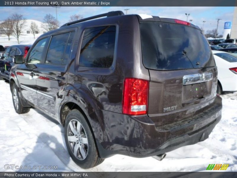 Dark Amber Metallic / Beige 2013 Honda Pilot Touring 4WD