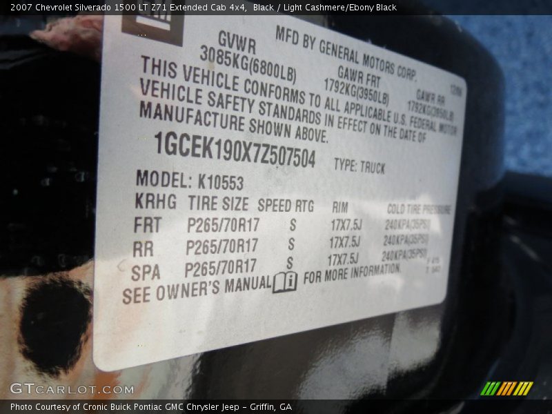Black / Light Cashmere/Ebony Black 2007 Chevrolet Silverado 1500 LT Z71 Extended Cab 4x4