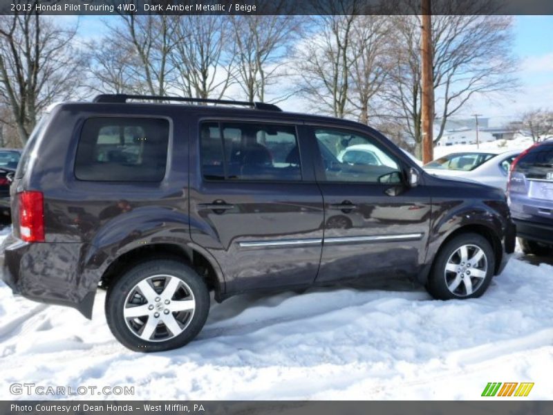 Dark Amber Metallic / Beige 2013 Honda Pilot Touring 4WD