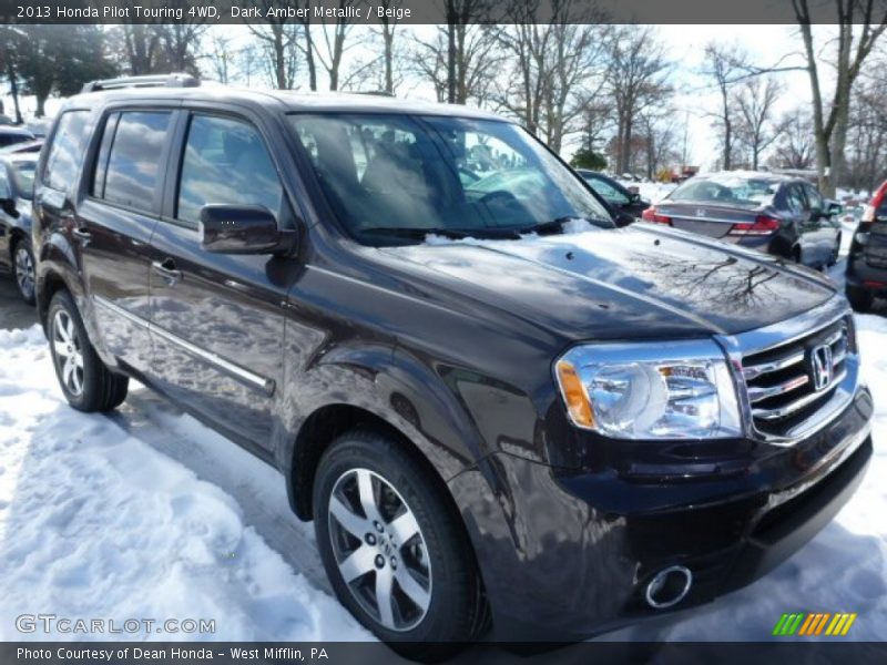 Dark Amber Metallic / Beige 2013 Honda Pilot Touring 4WD
