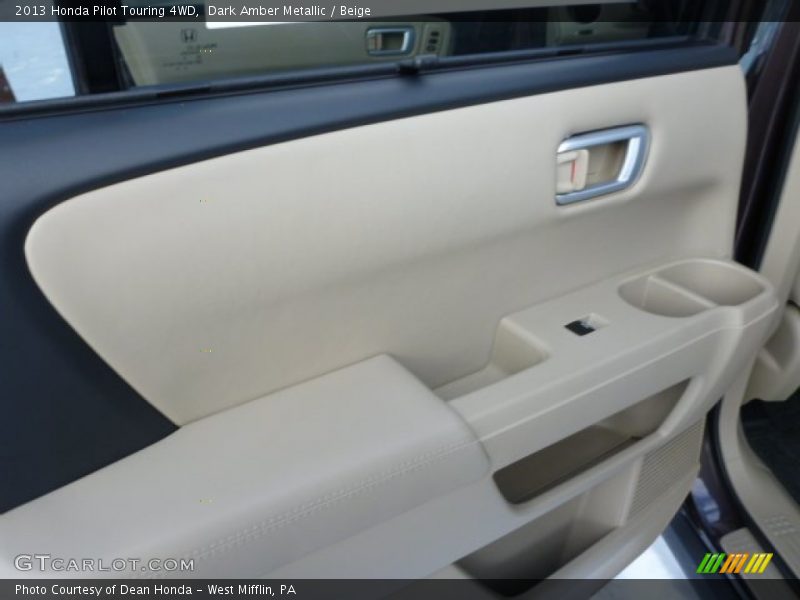 Dark Amber Metallic / Beige 2013 Honda Pilot Touring 4WD