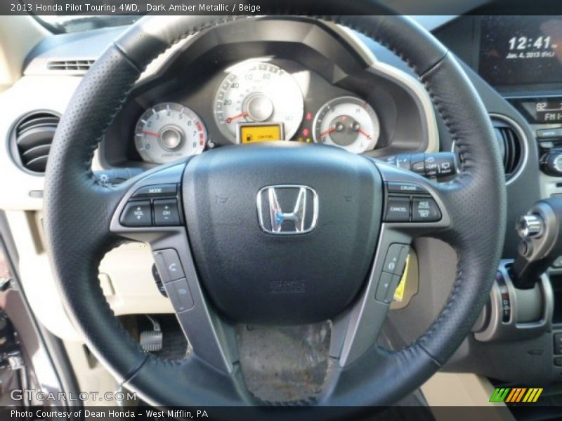 Dark Amber Metallic / Beige 2013 Honda Pilot Touring 4WD