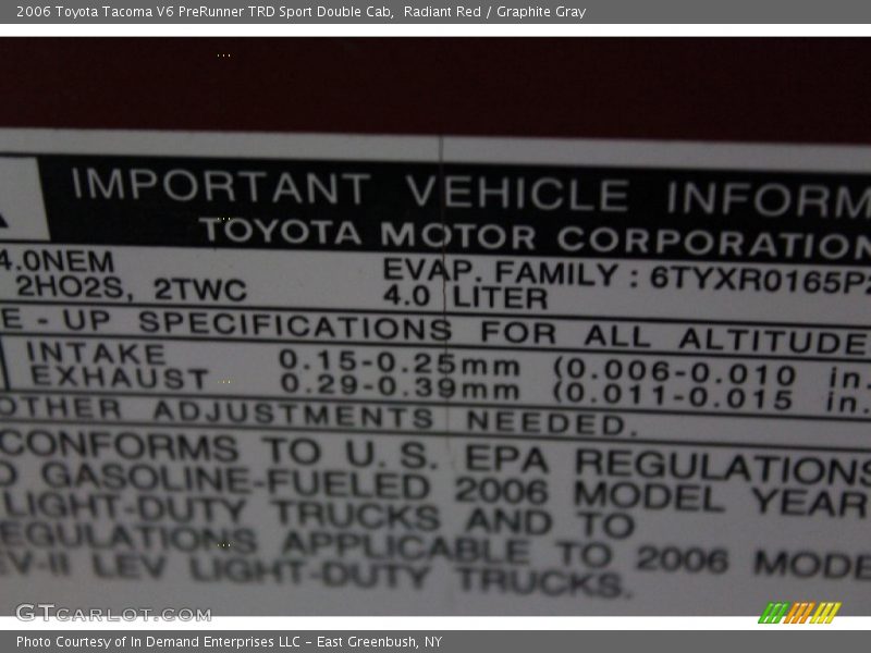 Radiant Red / Graphite Gray 2006 Toyota Tacoma V6 PreRunner TRD Sport Double Cab