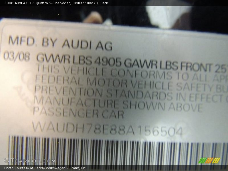 Brilliant Black / Black 2008 Audi A4 3.2 Quattro S-Line Sedan