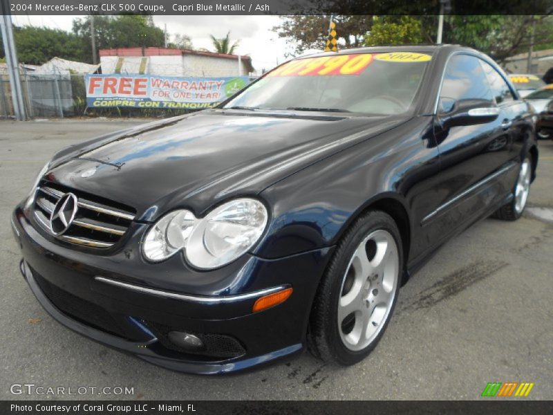 Capri Blue Metallic / Ash 2004 Mercedes-Benz CLK 500 Coupe
