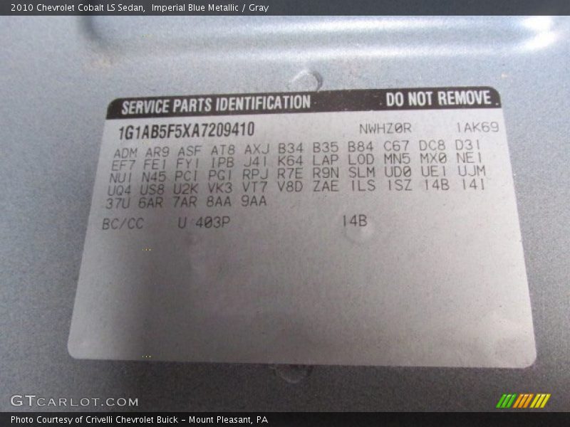 Imperial Blue Metallic / Gray 2010 Chevrolet Cobalt LS Sedan