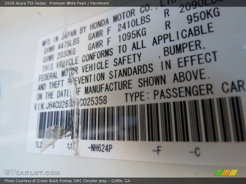 Premium White Pearl / Parchment 2009 Acura TSX Sedan