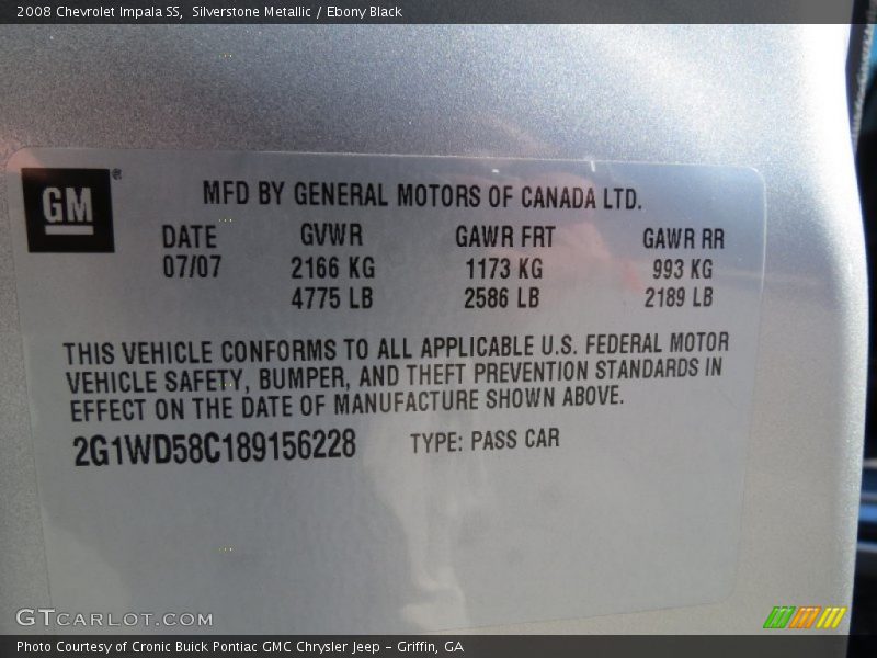 Silverstone Metallic / Ebony Black 2008 Chevrolet Impala SS