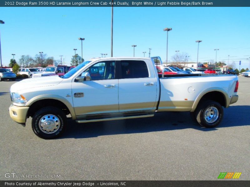 Bright White / Light Pebble Beige/Bark Brown 2012 Dodge Ram 3500 HD Laramie Longhorn Crew Cab 4x4 Dually