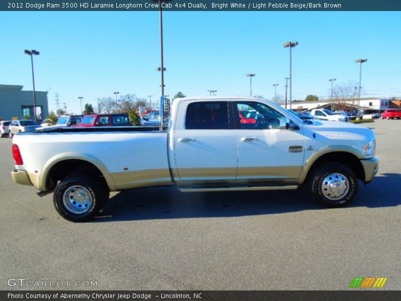 Bright White / Light Pebble Beige/Bark Brown 2012 Dodge Ram 3500 HD Laramie Longhorn Crew Cab 4x4 Dually