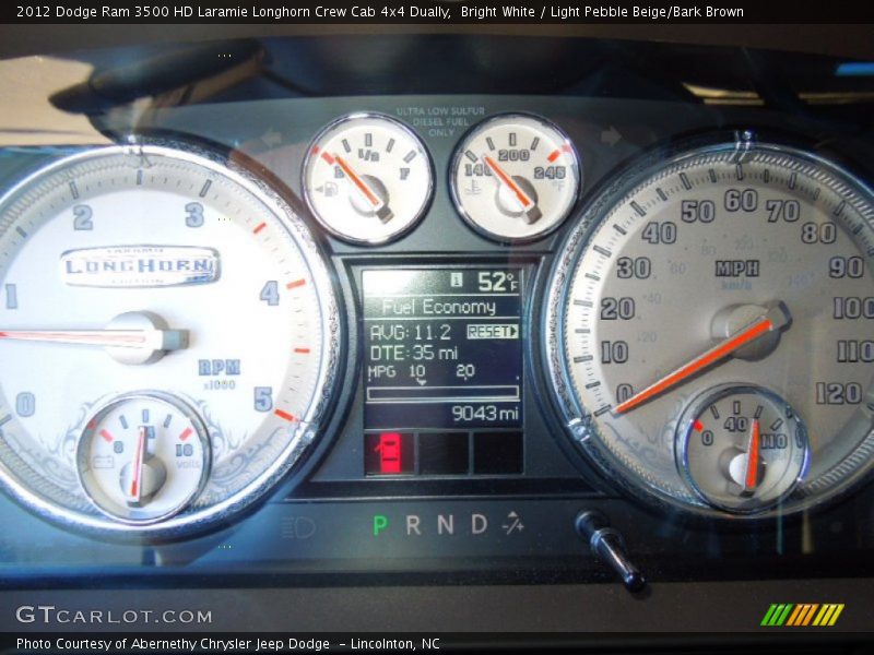 Bright White / Light Pebble Beige/Bark Brown 2012 Dodge Ram 3500 HD Laramie Longhorn Crew Cab 4x4 Dually