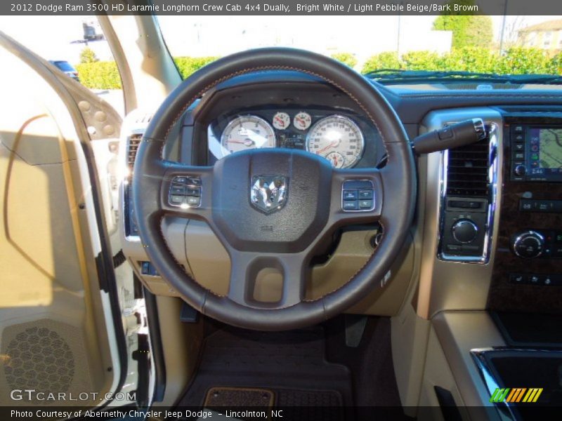 Bright White / Light Pebble Beige/Bark Brown 2012 Dodge Ram 3500 HD Laramie Longhorn Crew Cab 4x4 Dually
