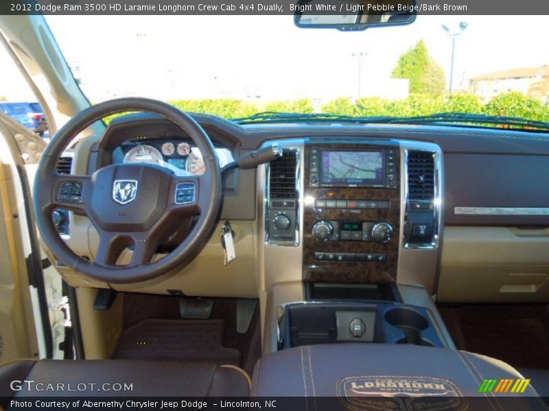 Bright White / Light Pebble Beige/Bark Brown 2012 Dodge Ram 3500 HD Laramie Longhorn Crew Cab 4x4 Dually