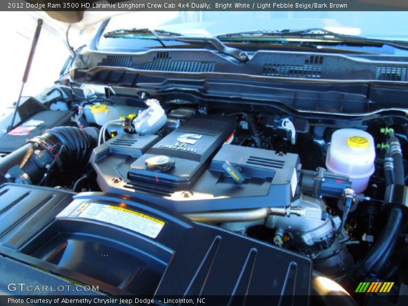 Bright White / Light Pebble Beige/Bark Brown 2012 Dodge Ram 3500 HD Laramie Longhorn Crew Cab 4x4 Dually