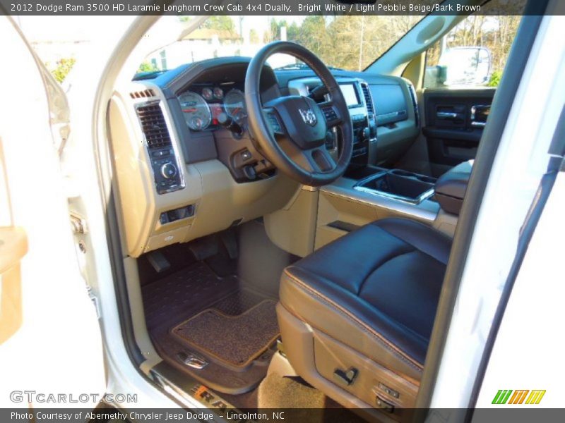 Bright White / Light Pebble Beige/Bark Brown 2012 Dodge Ram 3500 HD Laramie Longhorn Crew Cab 4x4 Dually