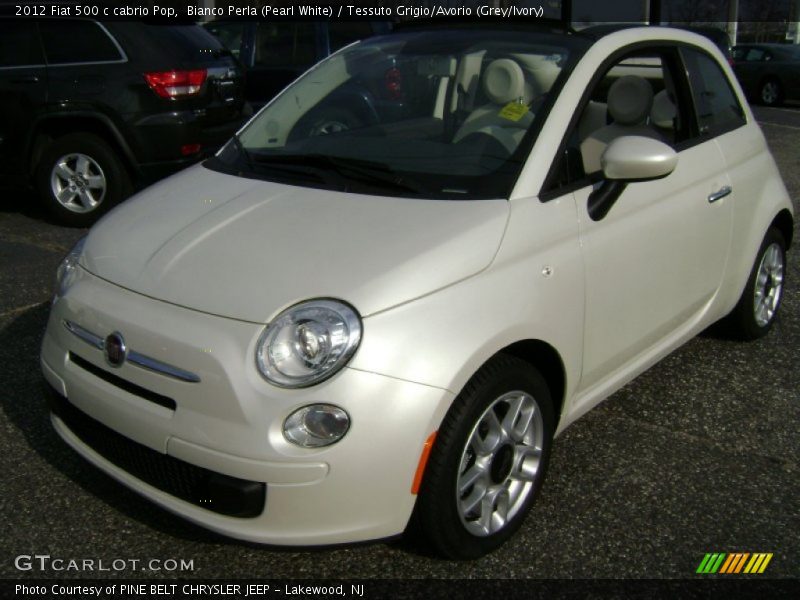 Bianco Perla (Pearl White) / Tessuto Grigio/Avorio (Grey/Ivory) 2012 Fiat 500 c cabrio Pop