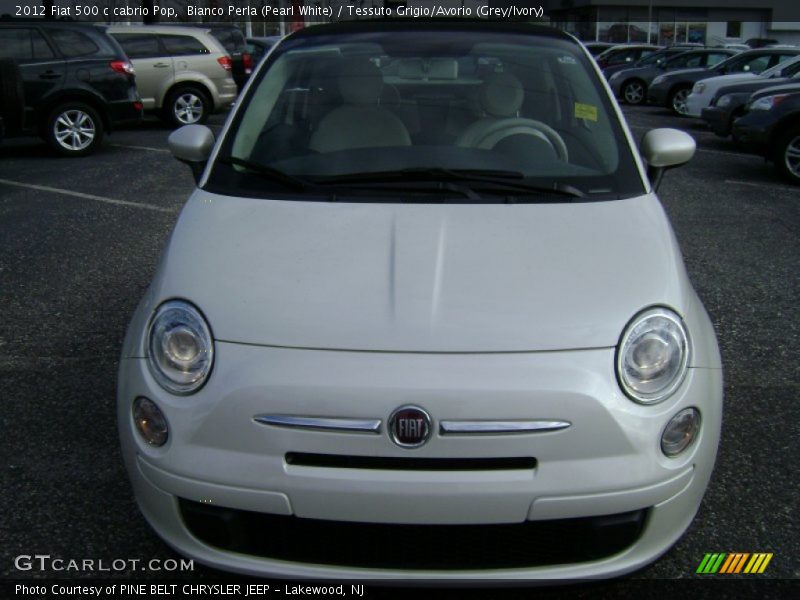 Bianco Perla (Pearl White) / Tessuto Grigio/Avorio (Grey/Ivory) 2012 Fiat 500 c cabrio Pop