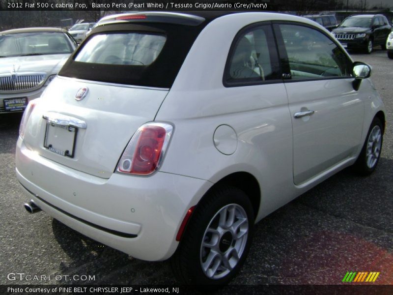 Bianco Perla (Pearl White) / Tessuto Grigio/Avorio (Grey/Ivory) 2012 Fiat 500 c cabrio Pop