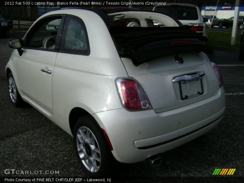 Bianco Perla (Pearl White) / Tessuto Grigio/Avorio (Grey/Ivory) 2012 Fiat 500 c cabrio Pop