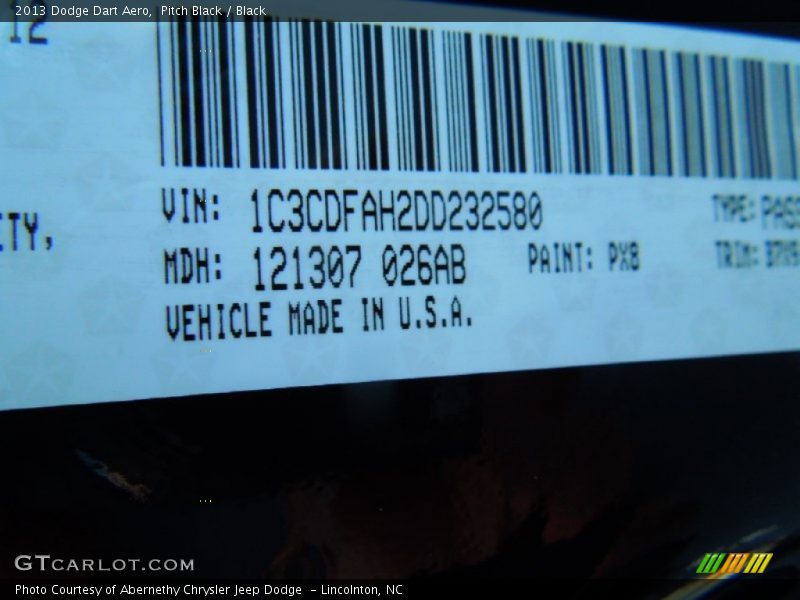 Pitch Black / Black 2013 Dodge Dart Aero