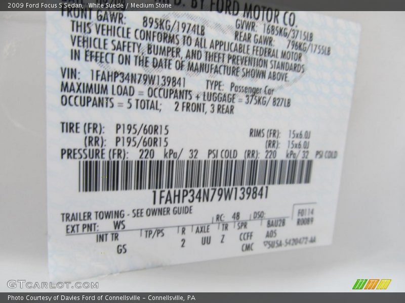 White Suede / Medium Stone 2009 Ford Focus S Sedan