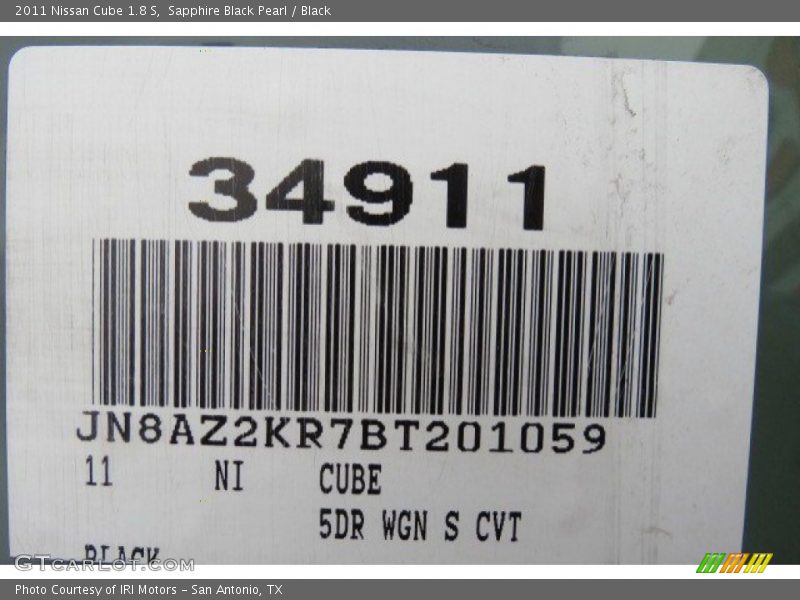 Sapphire Black Pearl / Black 2011 Nissan Cube 1.8 S