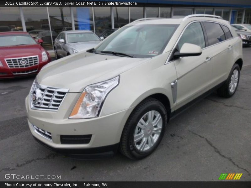 Silver Coast Metallic / Shale/Brownstone 2013 Cadillac SRX Luxury AWD