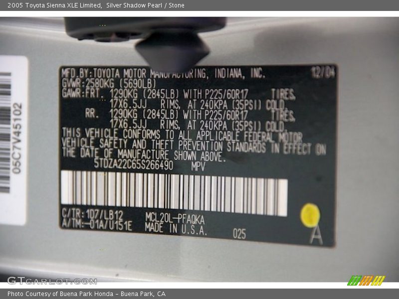 Silver Shadow Pearl / Stone 2005 Toyota Sienna XLE Limited