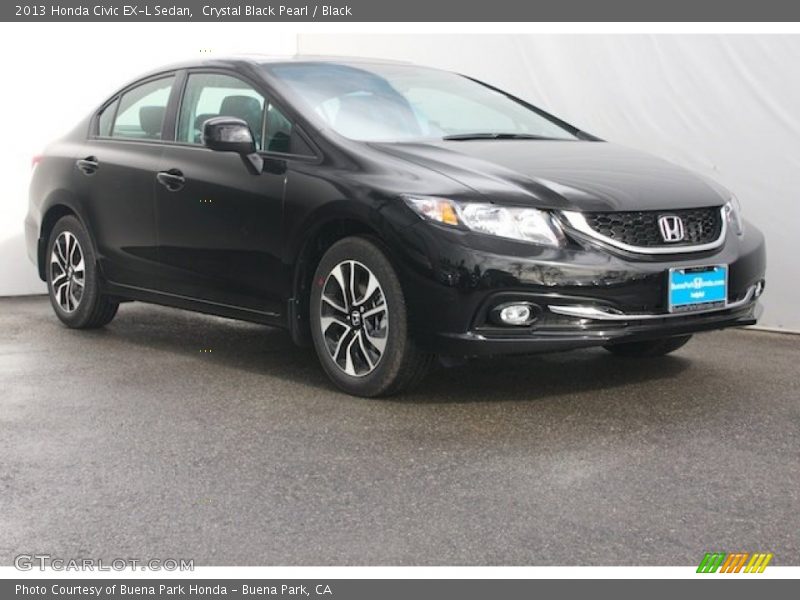 Crystal Black Pearl / Black 2013 Honda Civic EX-L Sedan