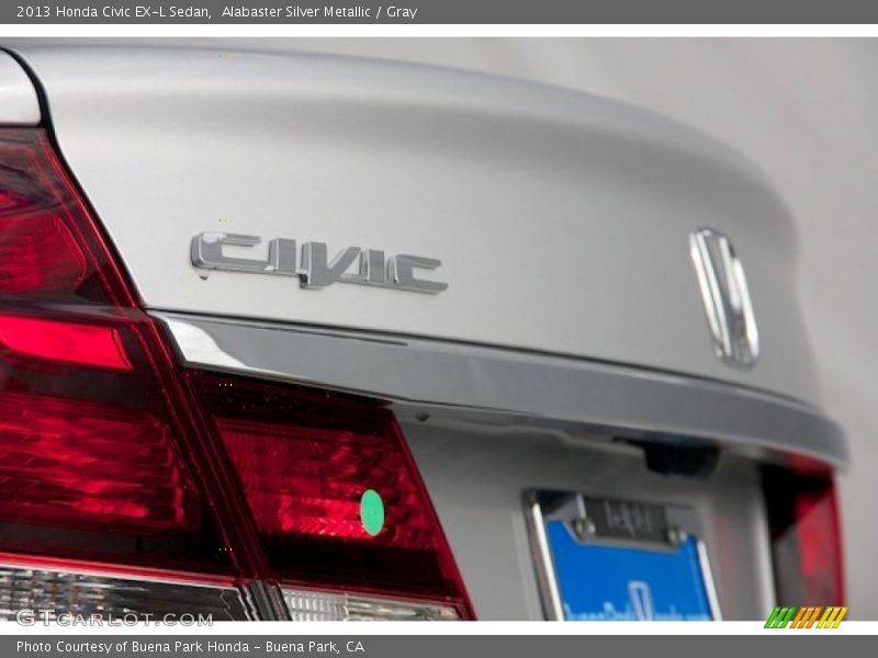 Alabaster Silver Metallic / Gray 2013 Honda Civic EX-L Sedan