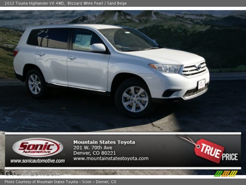 Blizzard White Pearl / Sand Beige 2013 Toyota Highlander V6 4WD