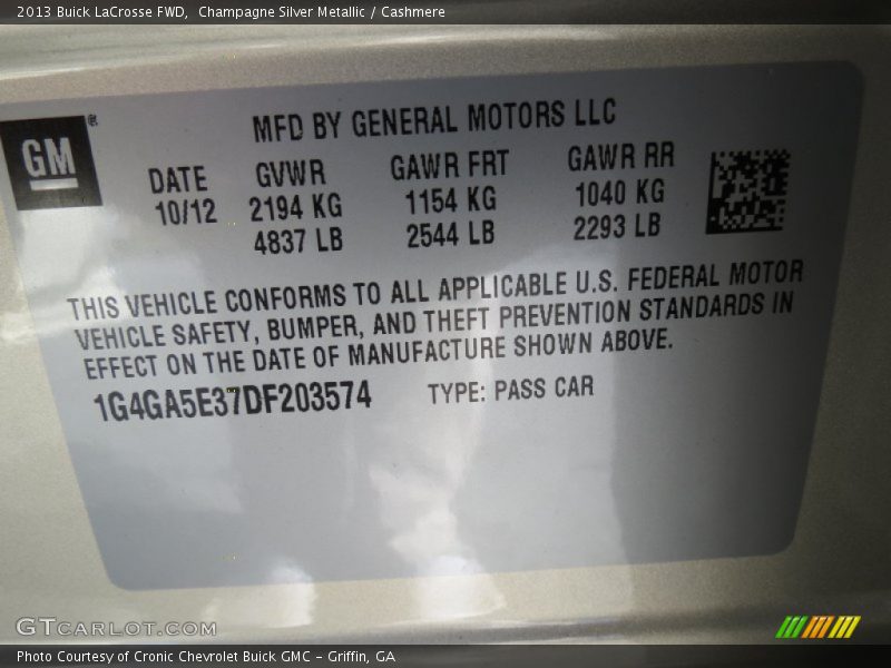 Champagne Silver Metallic / Cashmere 2013 Buick LaCrosse FWD