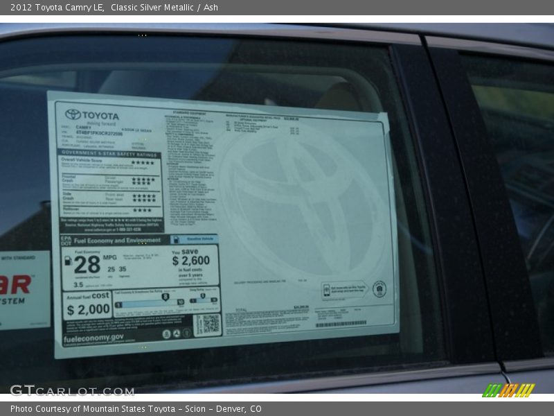 Classic Silver Metallic / Ash 2012 Toyota Camry LE