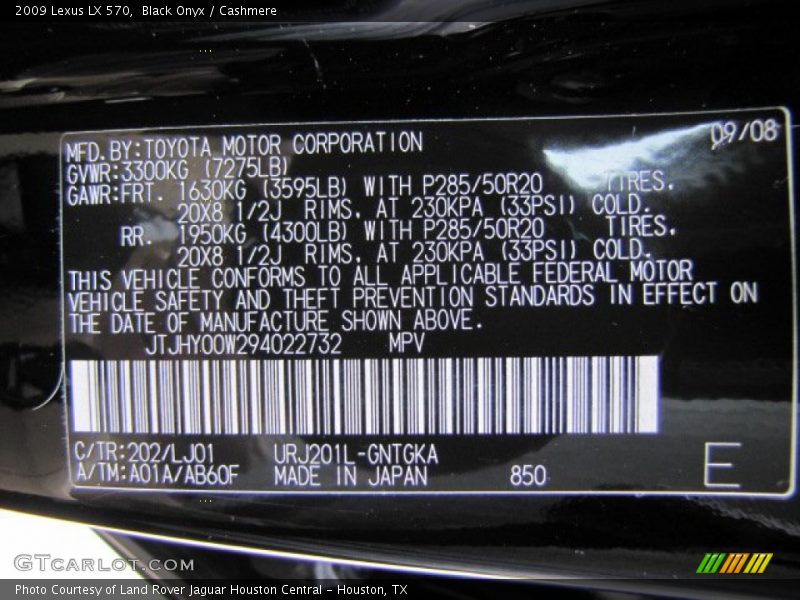 Black Onyx / Cashmere 2009 Lexus LX 570