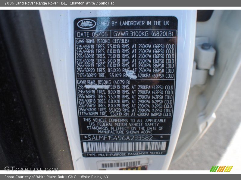 Chawton White / Sand/Jet 2006 Land Rover Range Rover HSE