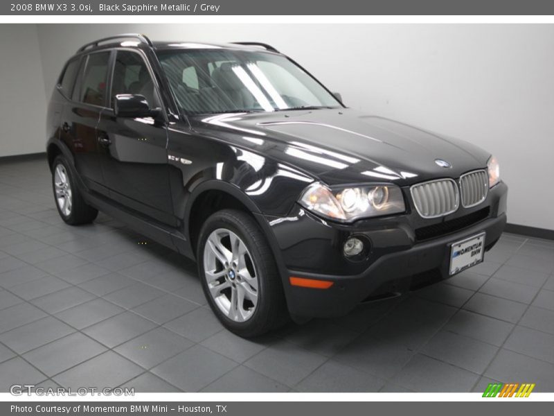 Black Sapphire Metallic / Grey 2008 BMW X3 3.0si