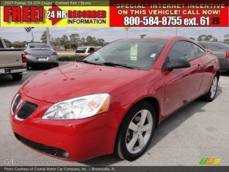 Crimson Red / Ebony 2007 Pontiac G6 GTP Coupe