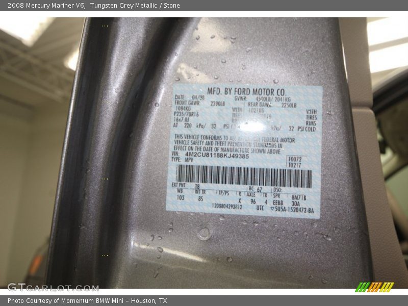 Tungsten Grey Metallic / Stone 2008 Mercury Mariner V6