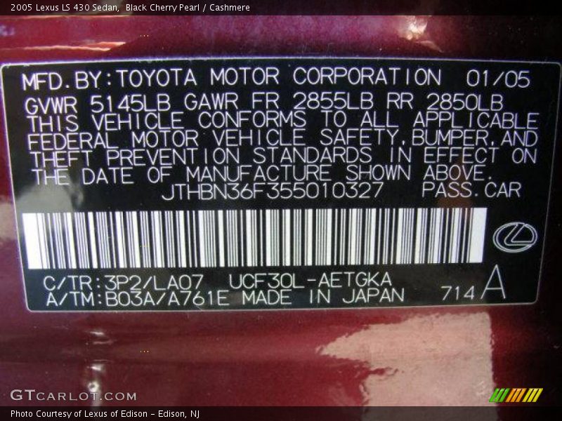 Black Cherry Pearl / Cashmere 2005 Lexus LS 430 Sedan