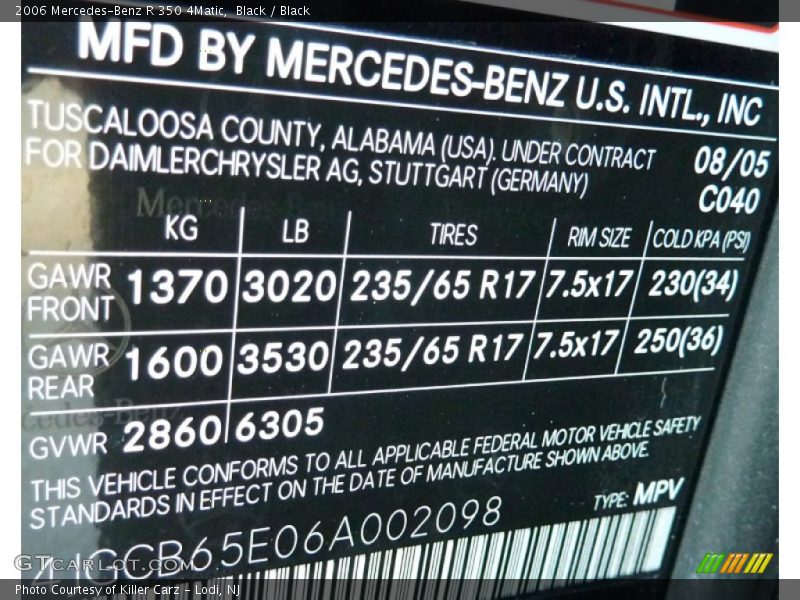 Black / Black 2006 Mercedes-Benz R 350 4Matic