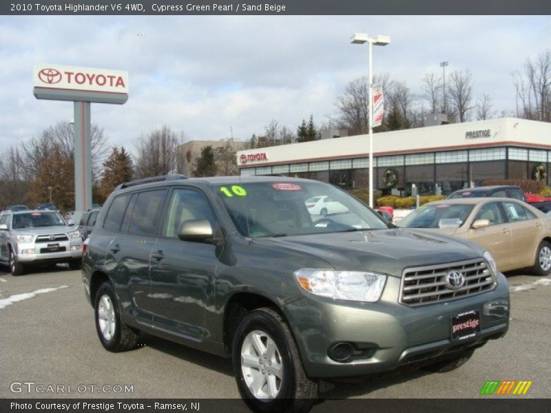 Cypress Green Pearl / Sand Beige 2010 Toyota Highlander V6 4WD
