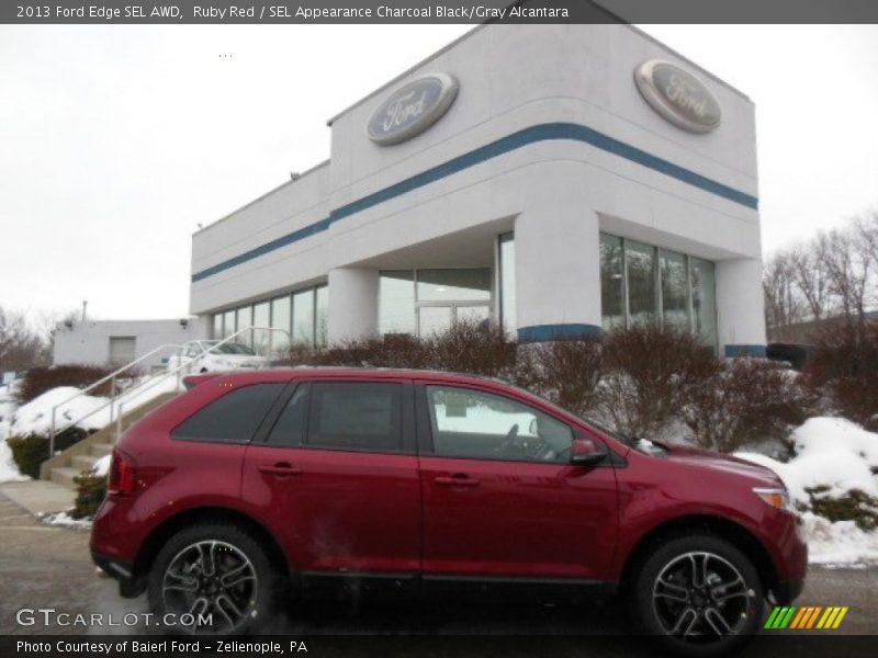 Ruby Red / SEL Appearance Charcoal Black/Gray Alcantara 2013 Ford Edge SEL AWD