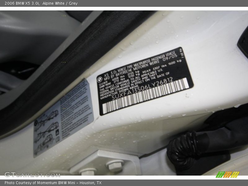 Alpine White / Grey 2006 BMW X5 3.0i