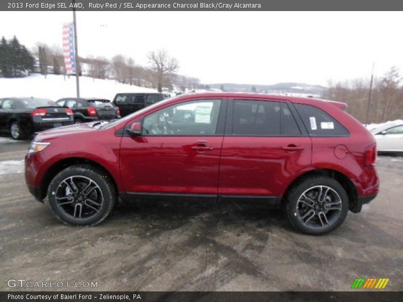 Ruby Red / SEL Appearance Charcoal Black/Gray Alcantara 2013 Ford Edge SEL AWD